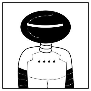 Roboter Illustration mit rundem Kopf.