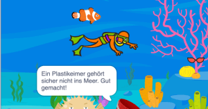 Screenshot von einer Scratch-Figur im Meer