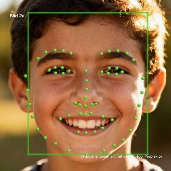 Konzept Face-Filter mit KI - Bild 2a_Erkennung von Gesichtspunkten: (Quelle: Perplexity)