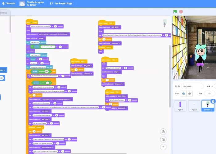 Screenshot Chatbot-Programmierung in Scratch