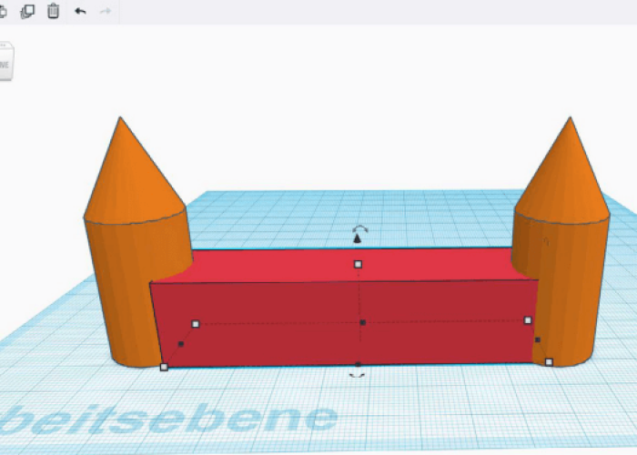 Ein 3D-Gebäude wird im Programm Tinkercad erstellt